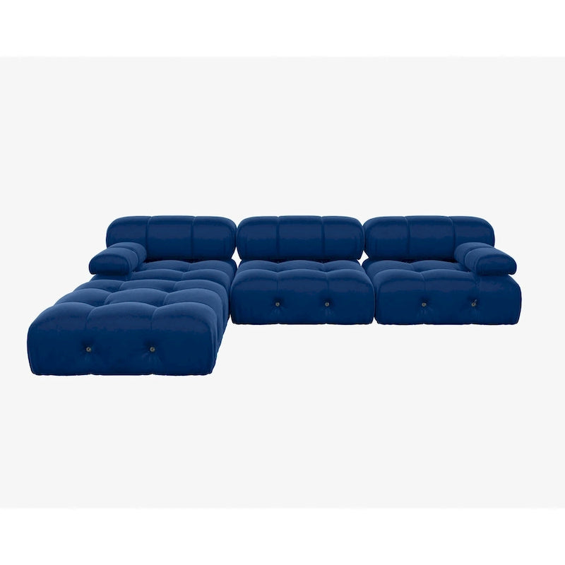 Canapé modulable réversible en velours de 104 cm de large avec méridienne et pouf