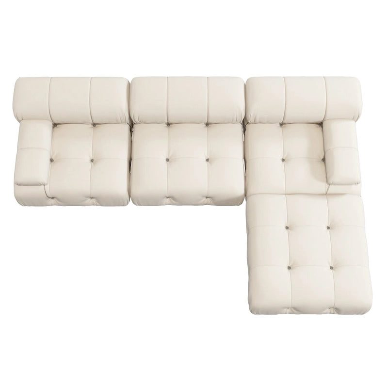 Canapé modulable réversible en velours de 104 cm de large avec méridienne et pouf