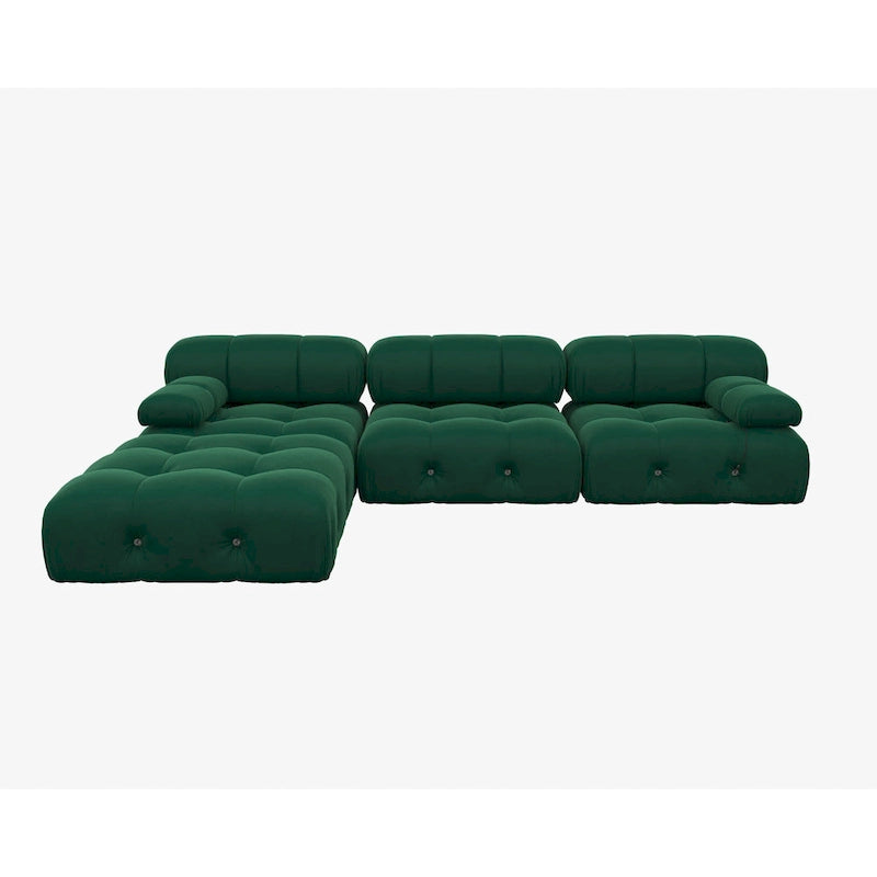 Canapé modulable réversible en velours de 104 cm de large avec méridienne et pouf