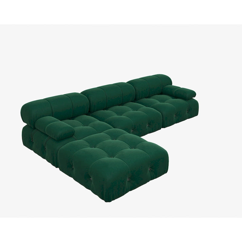 Canapé modulable réversible en velours de 104 cm de large avec méridienne et pouf