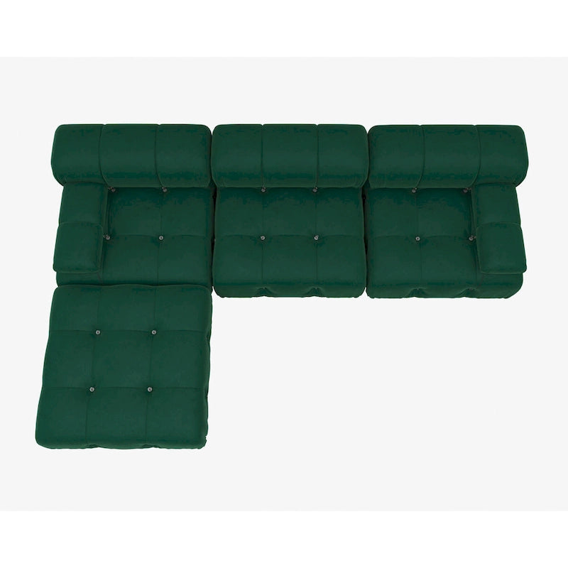 Canapé modulable réversible en velours de 104 cm de large avec méridienne et pouf