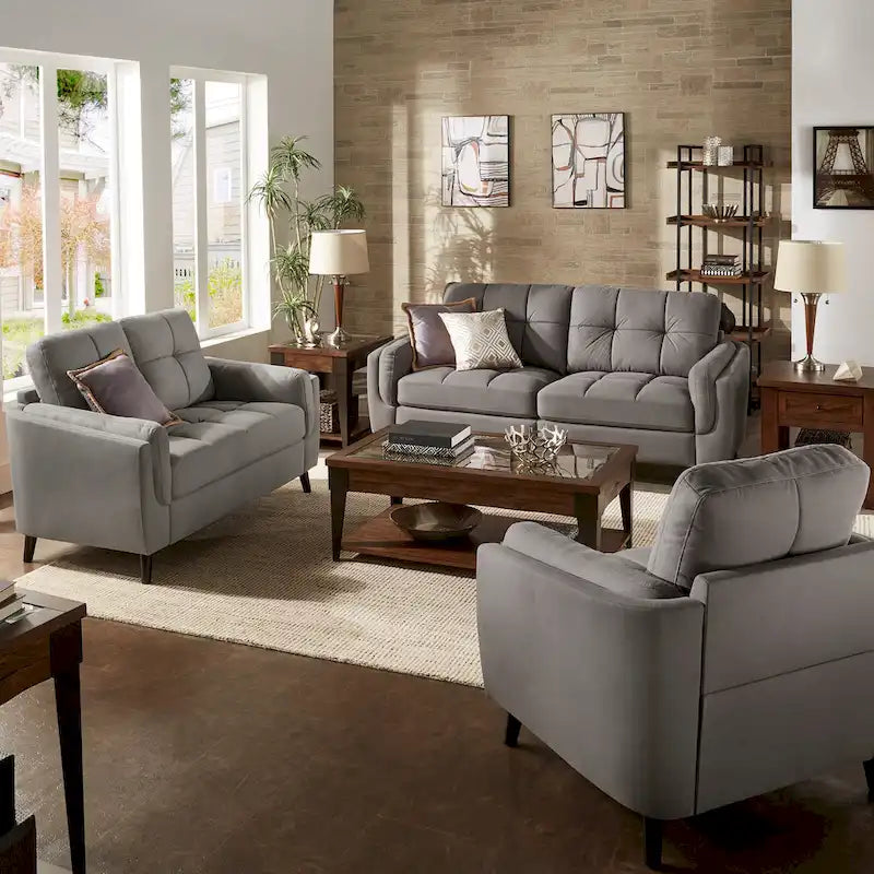 Canapé deux places Dorelle 61 avec accoudoirs en microfibre large par iNSPIRE Q Modern