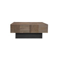 HomeRoots 40 Dark Brown and Black Solid Wood Square Block Coffee Table