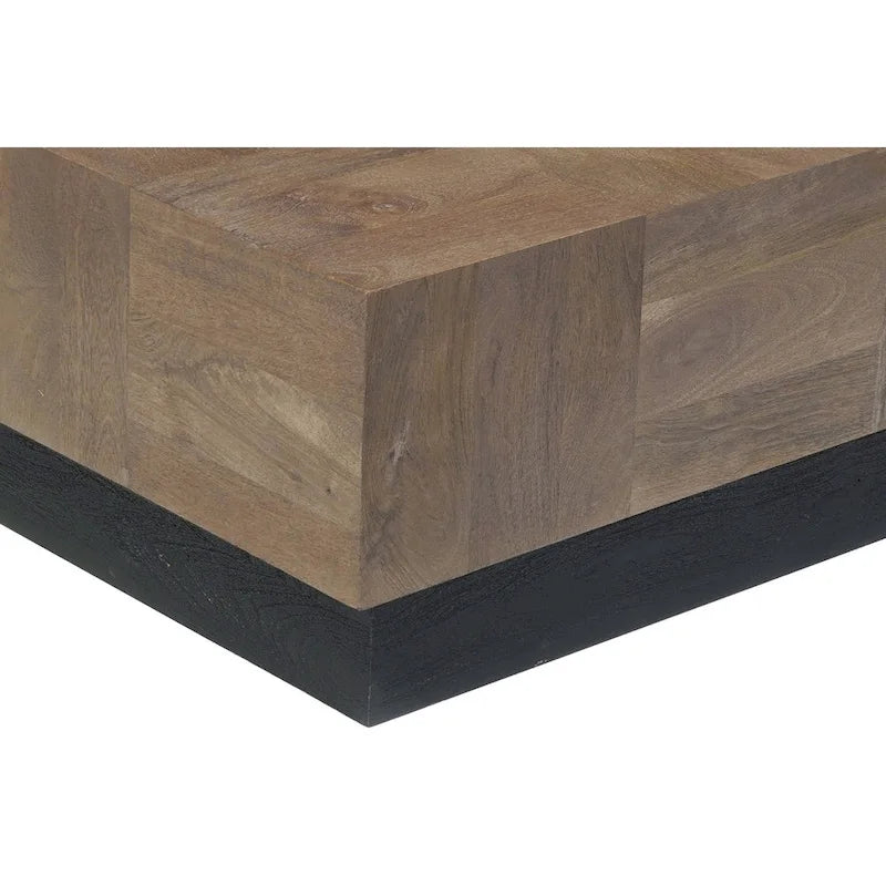Table basse carrée HomeRoots 40 en bois massif brun foncé et noir