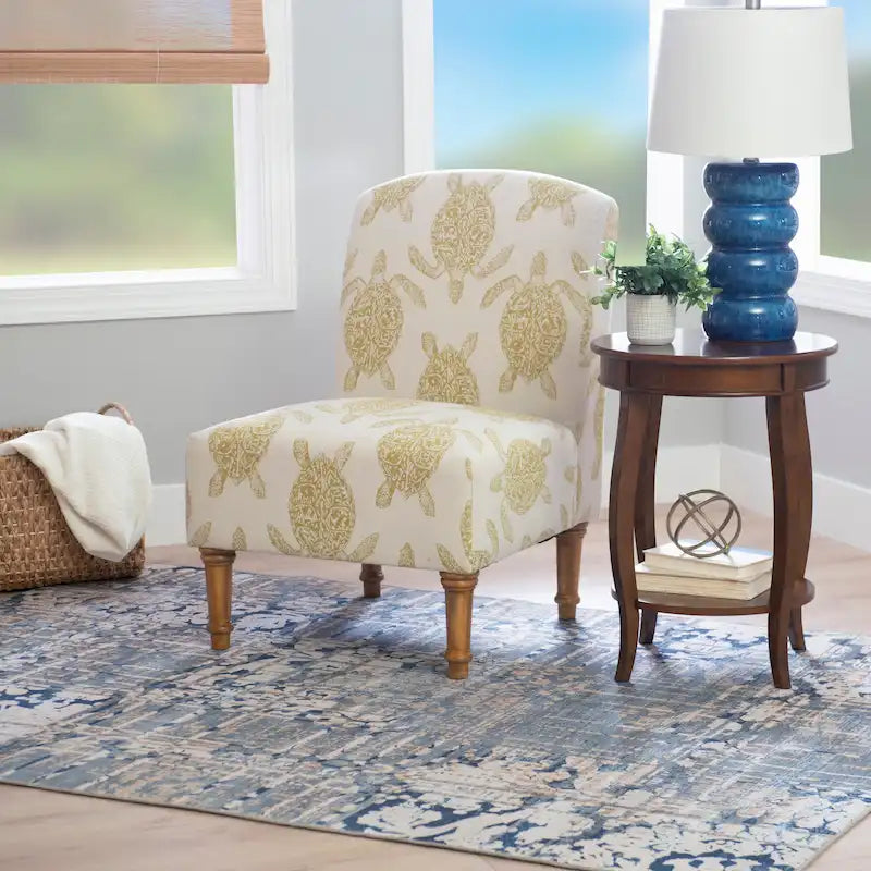 Fauteuil d'appoint Terrapin à motif tortue recouvert de tissu