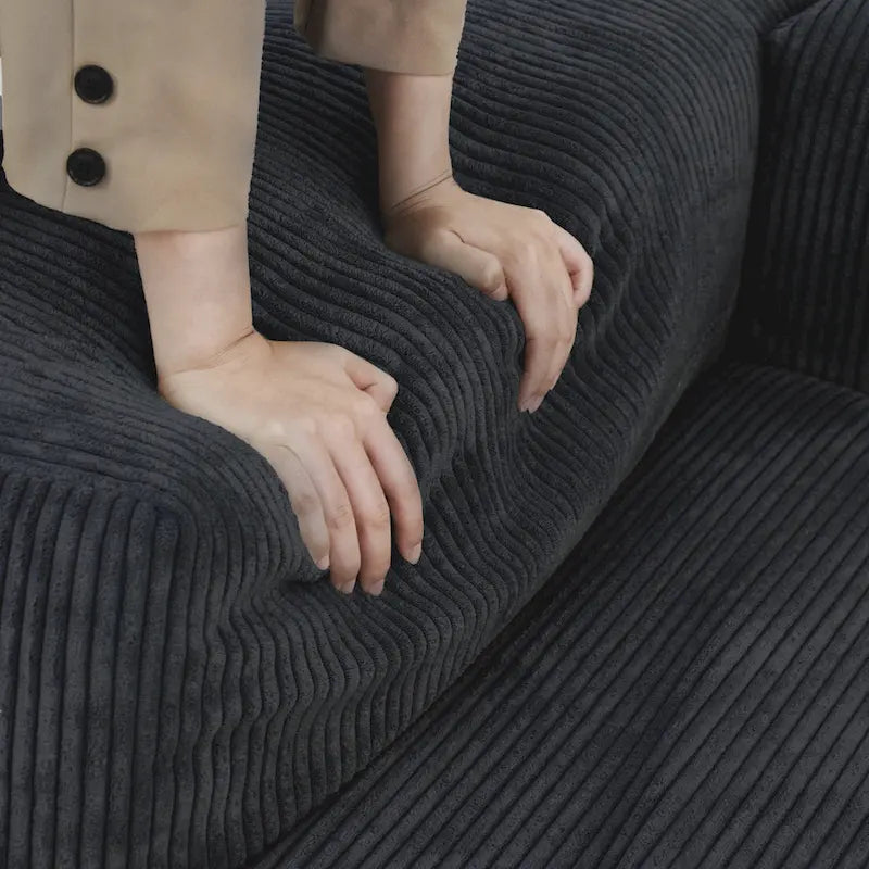 Canapé d'angle en velours côtelé surdimensionné, style minimaliste moderne, 102 pouces