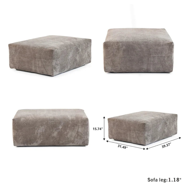 Canapé d'angle en velours côtelé surdimensionné, style minimaliste moderne, 102 pouces