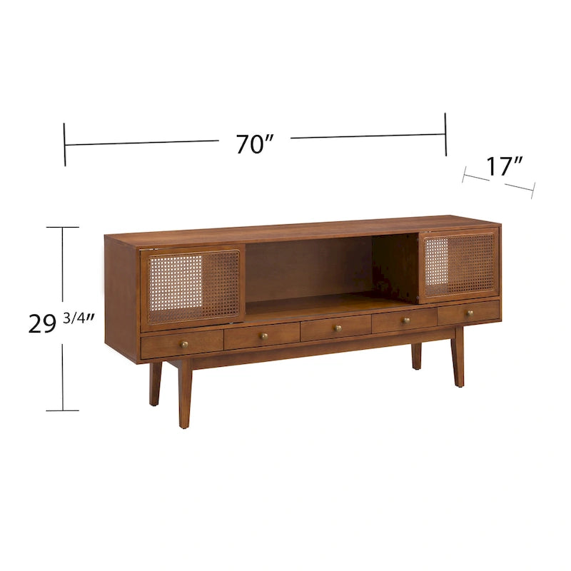 Meuble TV SEI Furniture style moderne du milieu du siècle, console multimédia pour téléviseurs jusqu'à 68 pouces.