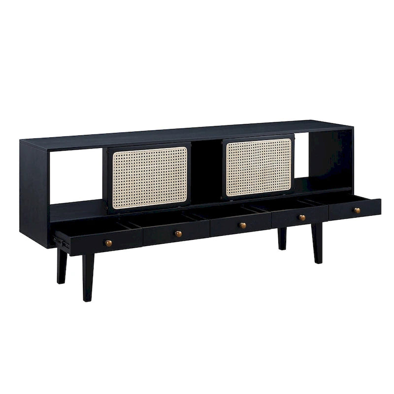 Meuble TV SEI Furniture style moderne du milieu du siècle, console multimédia pour téléviseurs jusqu'à 68 pouces.