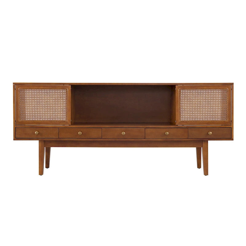 Meuble TV SEI Furniture style moderne du milieu du siècle, console multimédia pour téléviseurs jusqu'à 68 pouces.