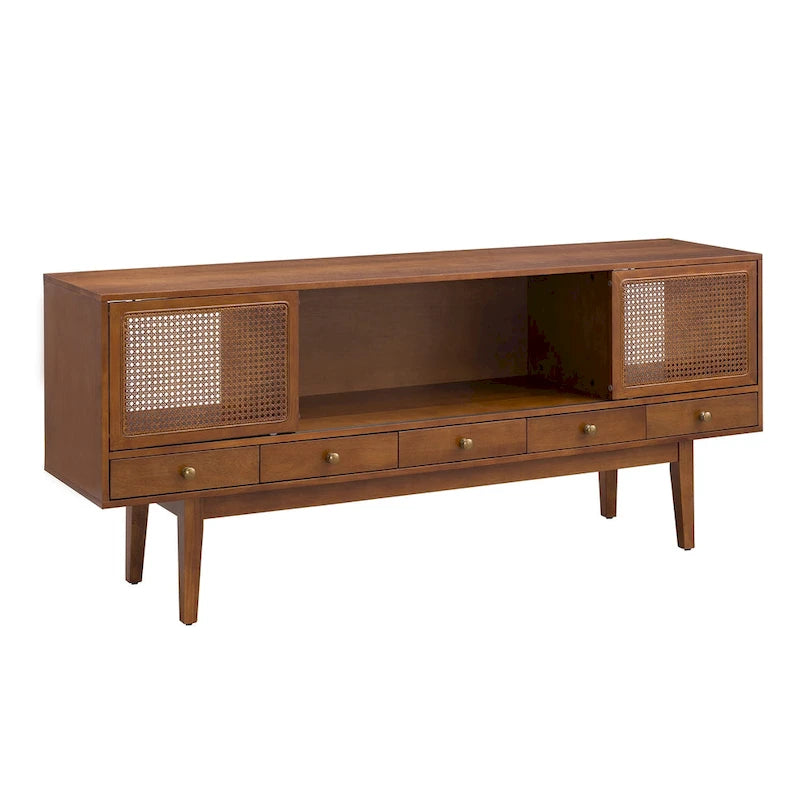 Meuble TV SEI Furniture style moderne du milieu du siècle, console multimédia pour téléviseurs jusqu'à 68 pouces.