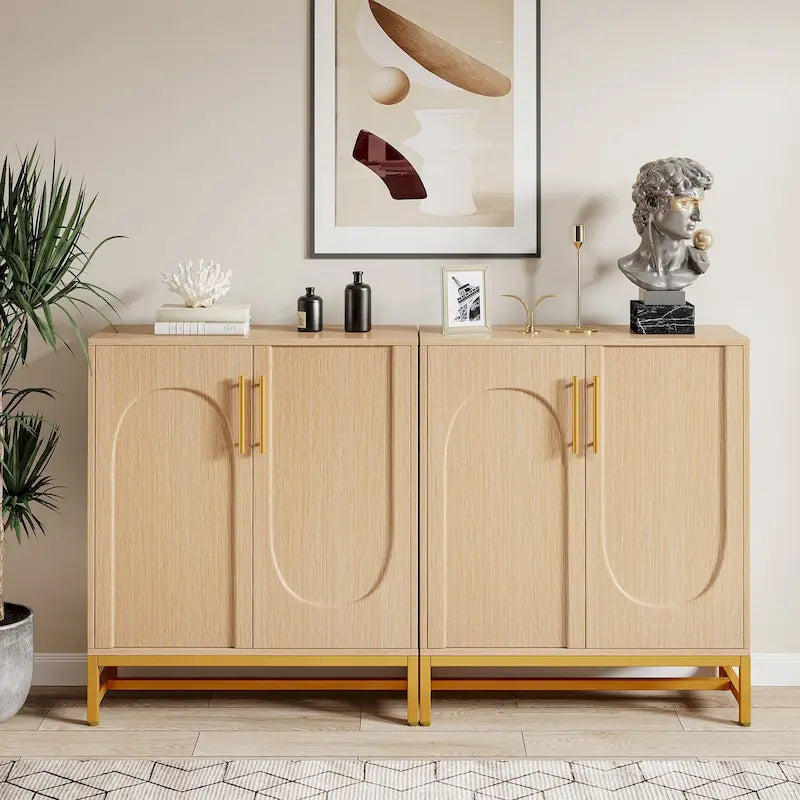Buffet moderne à 4 portes avec étagère réglable, idéal pour le salon, la cuisine, la salle à manger ou le couloir.