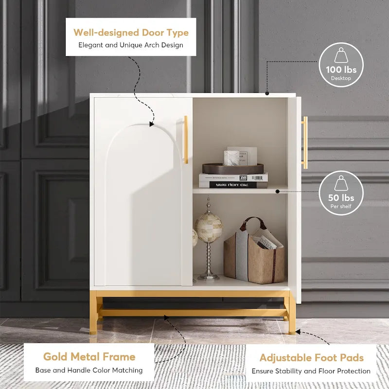 Buffet moderne à 4 portes avec étagère réglable, idéal pour le salon, la cuisine, la salle à manger ou le couloir.