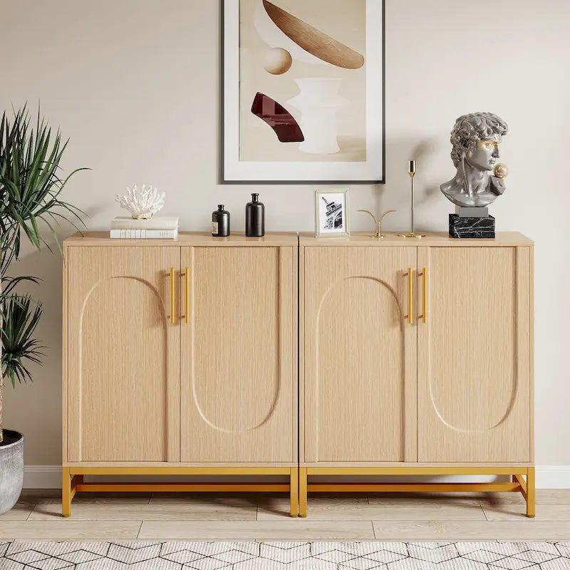 Buffet moderne à 4 portes avec étagère réglable, idéal pour le salon, la cuisine, la salle à manger ou le couloir.