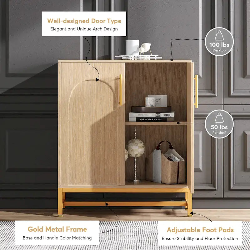 Buffet moderne à 4 portes avec étagère réglable, idéal pour le salon, la cuisine, la salle à manger ou le couloir.