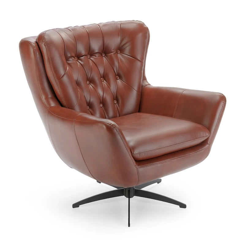 Fauteuil pivotant Cleveland en similicuir capitonné de Greyson Living