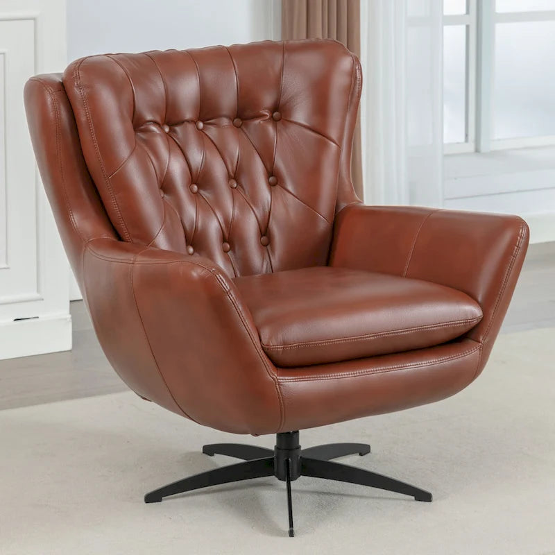 Fauteuil pivotant Cleveland en similicuir capitonné de Greyson Living