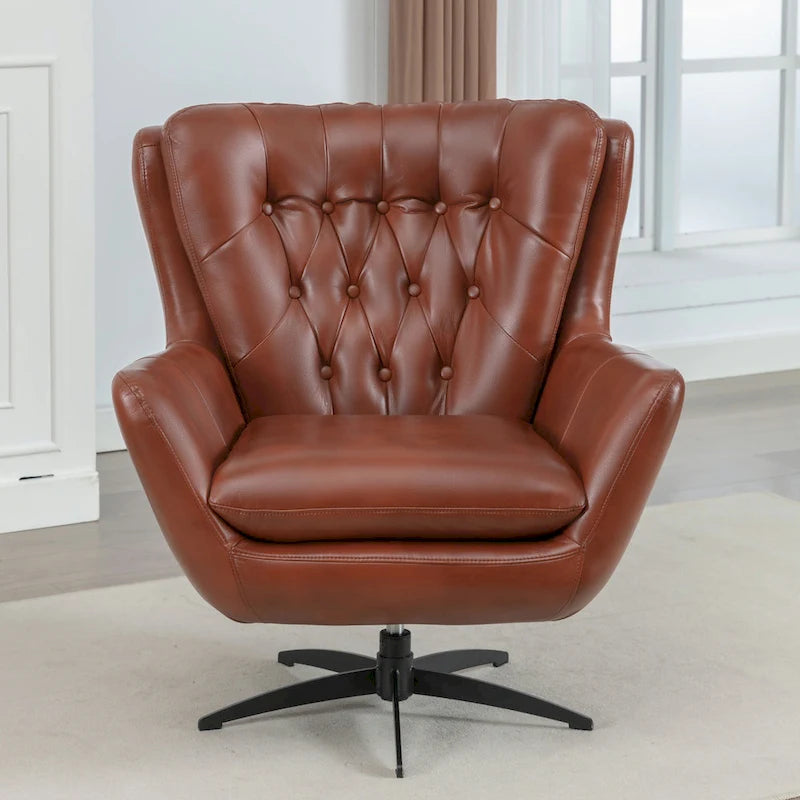 Fauteuil pivotant Cleveland en similicuir capitonné de Greyson Living