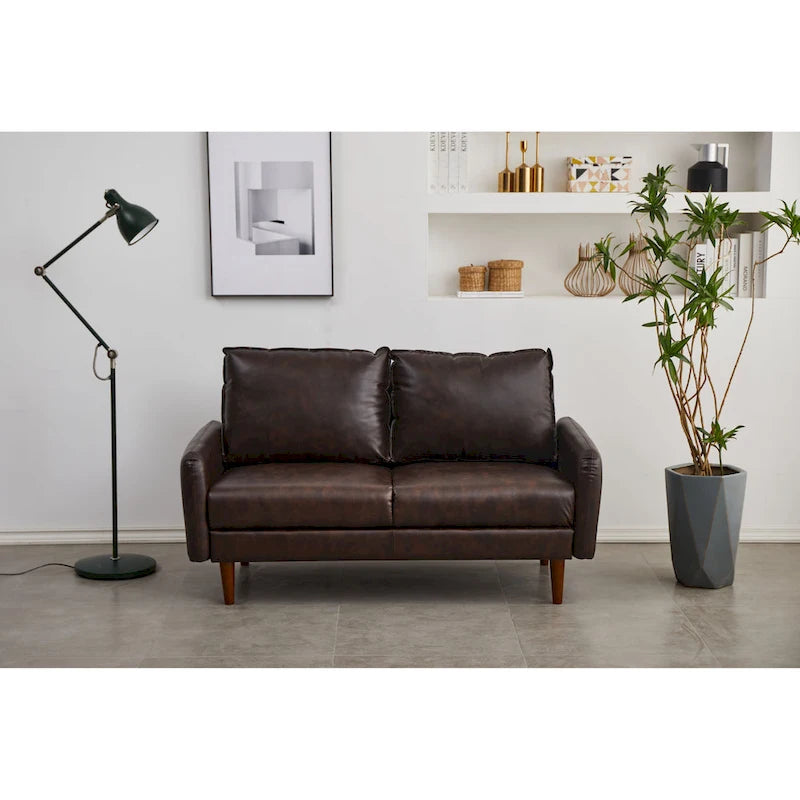 Faux leather 58 Square Arm Loveseat