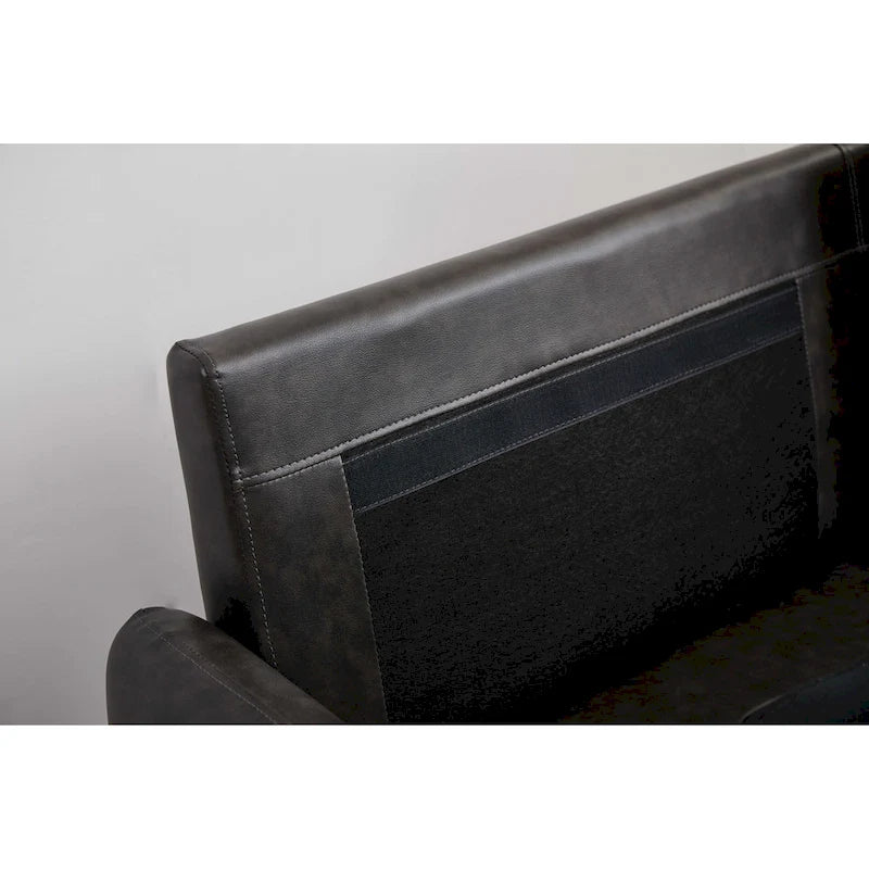 Canapé deux places en similicuir avec accoudoirs carrés de 58 pouces