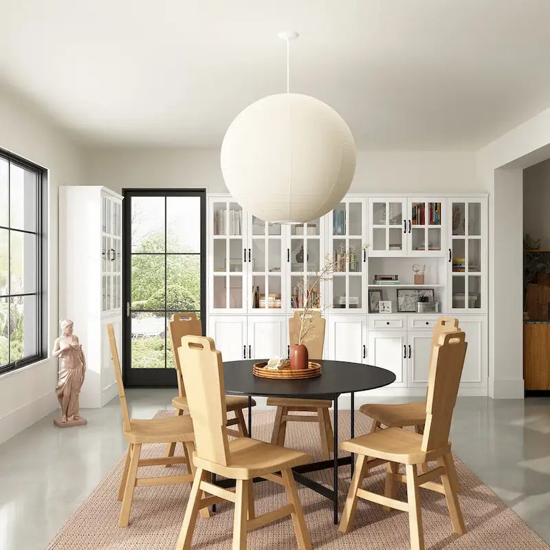 Buffet combiné 78,7H, vitrine blanche avec bibliothèque et porte vitrée