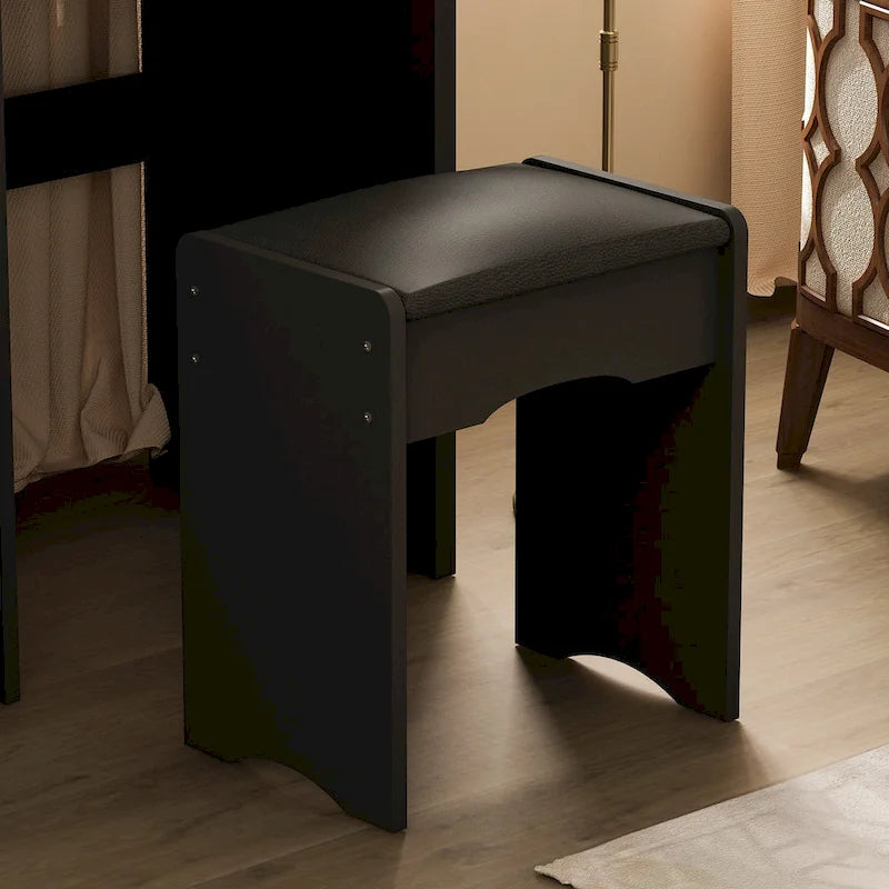 Ensemble coiffeuse de 80 cm de large avec tabouret et miroir - 80 cm de large
