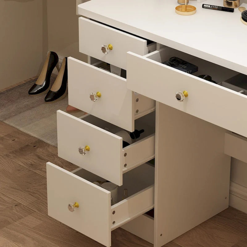 Ensemble coiffeuse de 80 cm de large avec tabouret et miroir - 80 cm de large