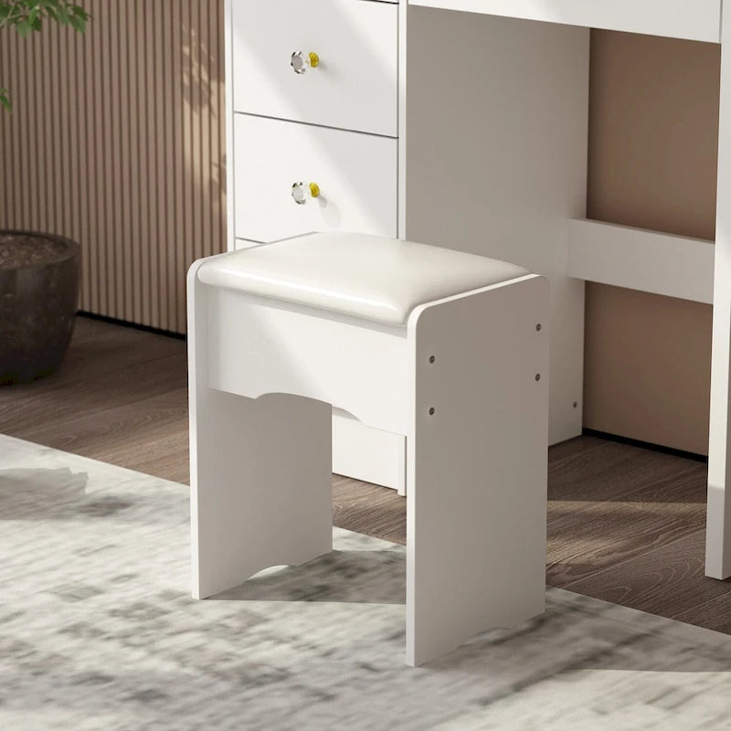 Ensemble coiffeuse de 80 cm de large avec tabouret et miroir - 80 cm de large