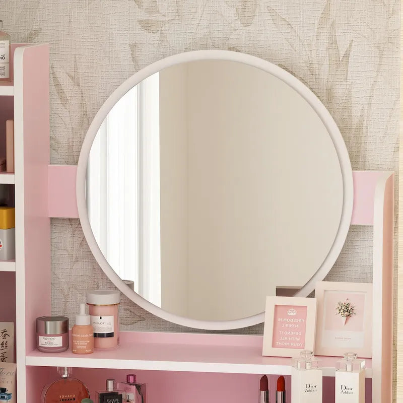 Ensemble coiffeuse de 80 cm de large avec tabouret et miroir - 80 cm de large