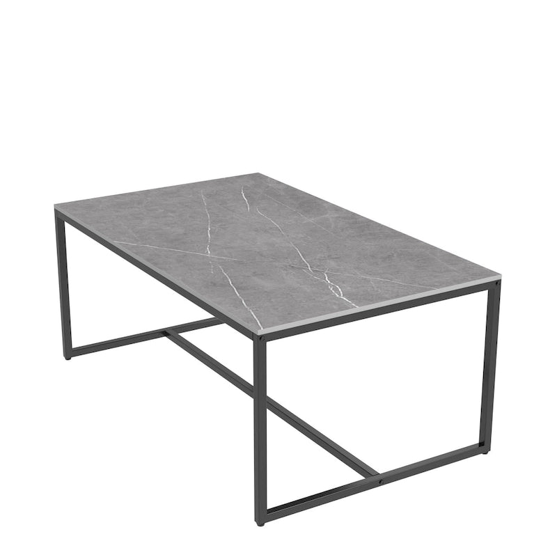 Table basse rectangulaire encadrée, table de cocktail en marbre et métal, table basse pour canapé
