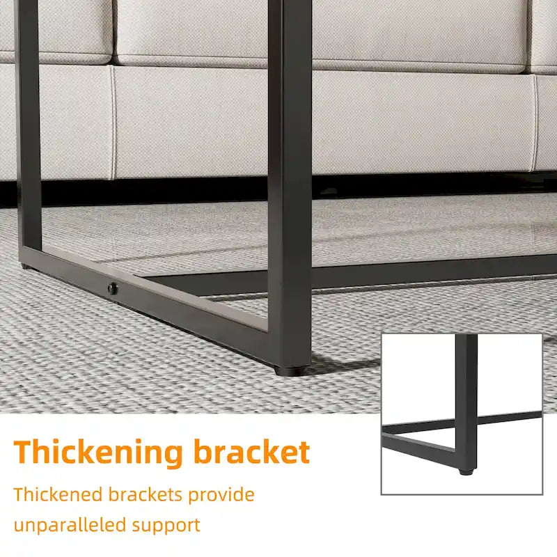 Table basse rectangulaire encadrée, table de cocktail en marbre et métal, table basse pour canapé