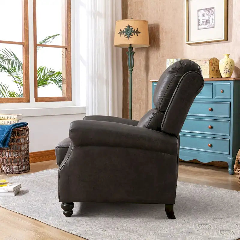 Fauteuil inclinable à dossier inclinable avec décoration à rivets