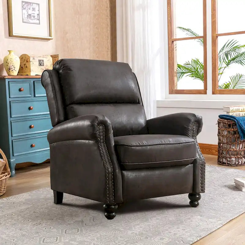 Fauteuil inclinable à dossier inclinable avec décoration à rivets