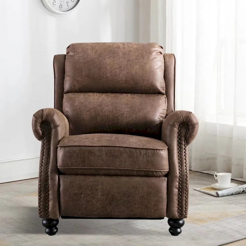 Fauteuil inclinable à dossier inclinable avec décoration à rivets