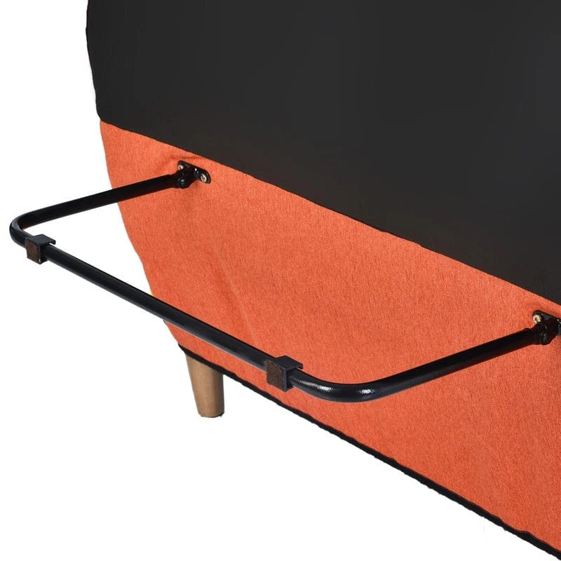 Canapé ancien coloré, causeuse deux places, pieds en bois massif