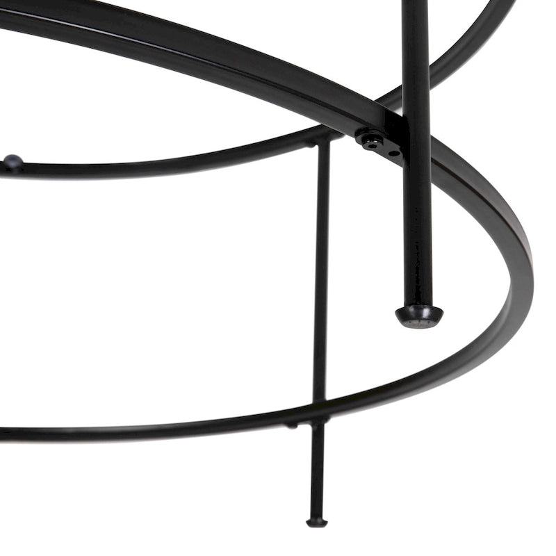 Table basse de salon en verre avec cadre rond en métal