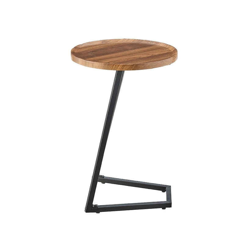 Table d'appoint Addison ronde à rebord surélevé et angle incliné - Marbre noir ou noyer brun