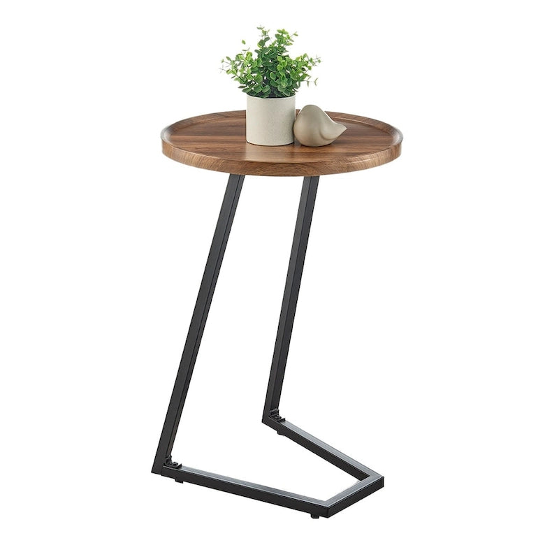 Table d'appoint Addison ronde à rebord surélevé et angle incliné - Marbre noir ou noyer brun