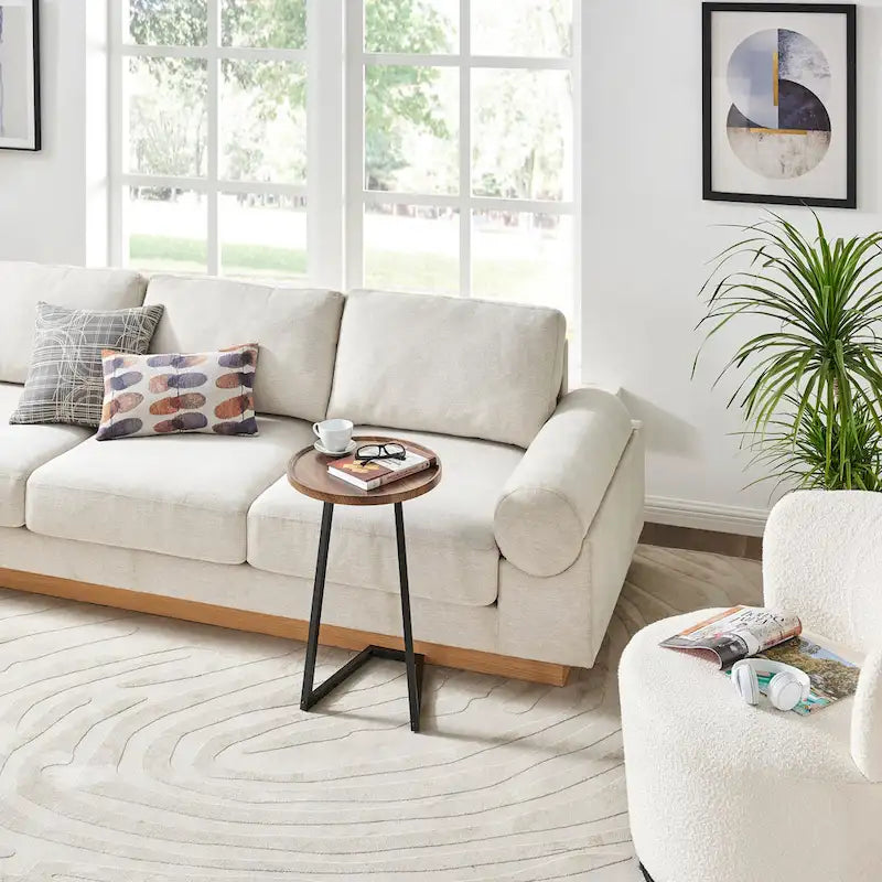 Table d'appoint Addison ronde à rebord surélevé et angle incliné - Marbre noir ou noyer brun