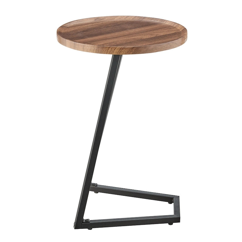 Table d'appoint Addison ronde à rebord surélevé et angle incliné - Marbre noir ou noyer brun