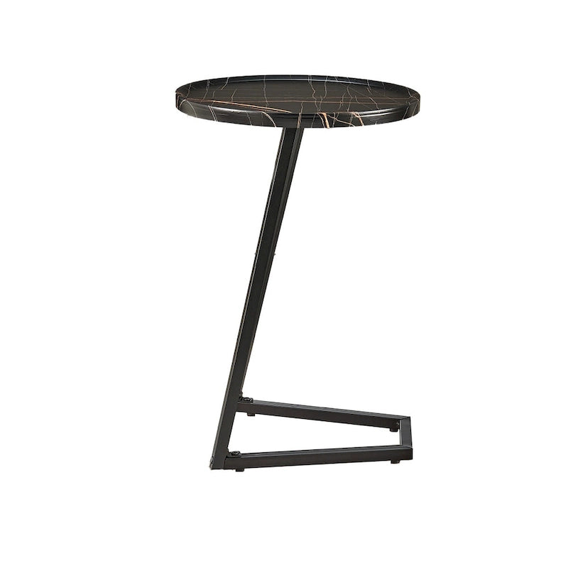 Table d'appoint Addison ronde à rebord surélevé et angle incliné - Marbre noir ou noyer brun