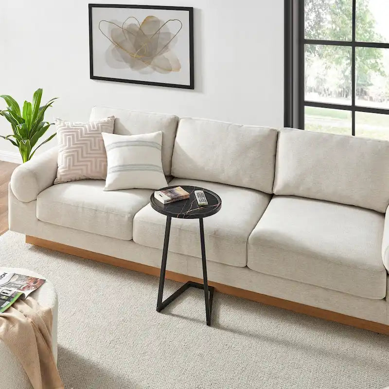 Table d'appoint Addison ronde à rebord surélevé et angle incliné - Marbre noir ou noyer brun