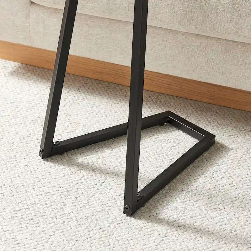 Table d'appoint Addison ronde à rebord surélevé et angle incliné - Marbre noir ou noyer brun