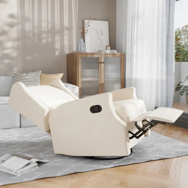 Fauteuil inclinable à bascule manuel à dossier enveloppant et pivotant à 360°