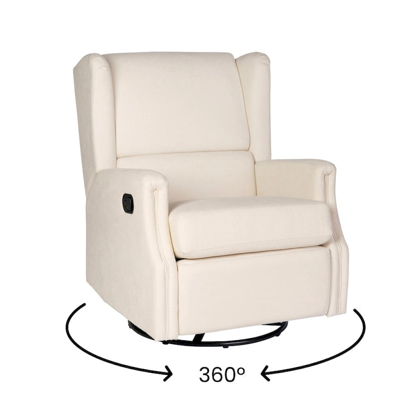 Fauteuil inclinable à bascule manuel à dossier enveloppant et pivotant à 360°