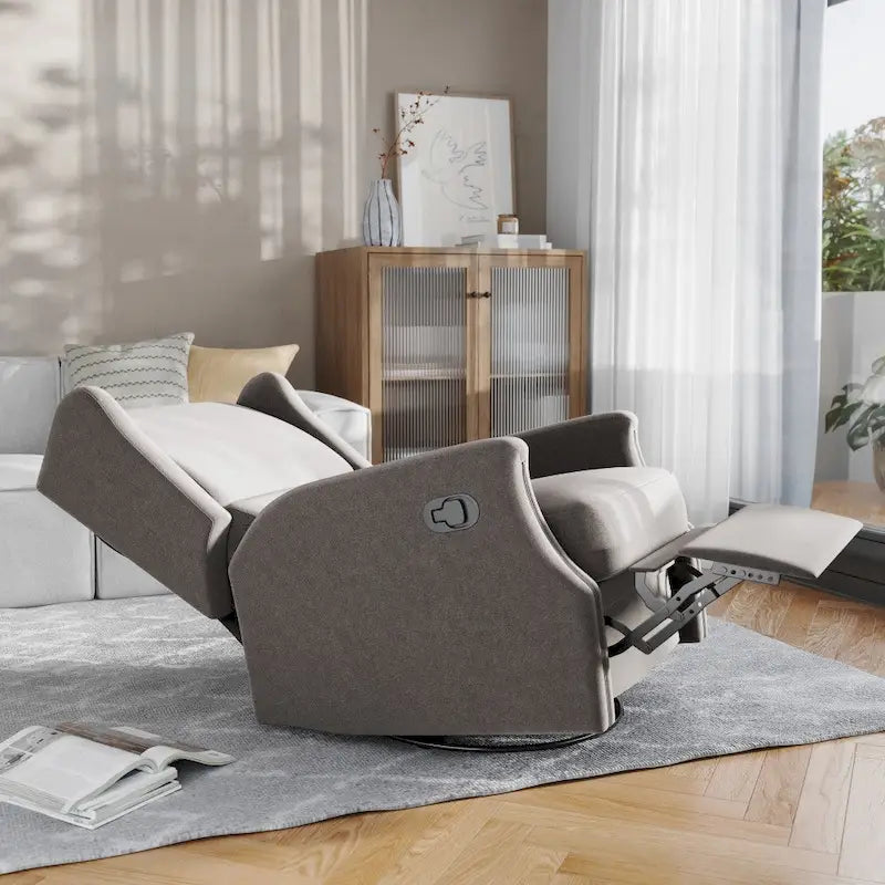 Fauteuil inclinable à bascule manuel à dossier enveloppant et pivotant à 360°