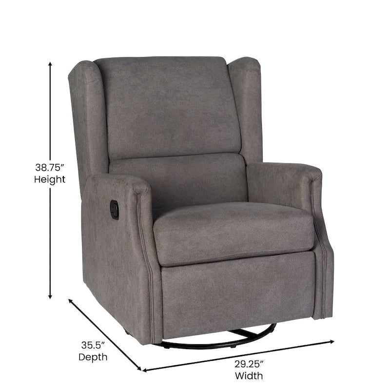 Fauteuil inclinable à bascule manuel à dossier enveloppant et pivotant à 360°