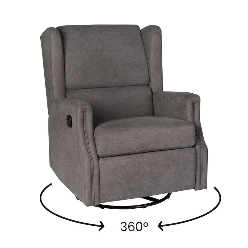 Fauteuil inclinable à bascule manuel à dossier enveloppant et pivotant à 360°
