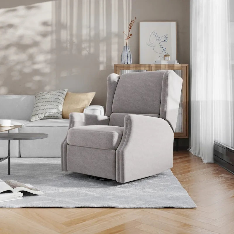 Fauteuil inclinable à bascule manuel à dossier enveloppant et pivotant à 360°