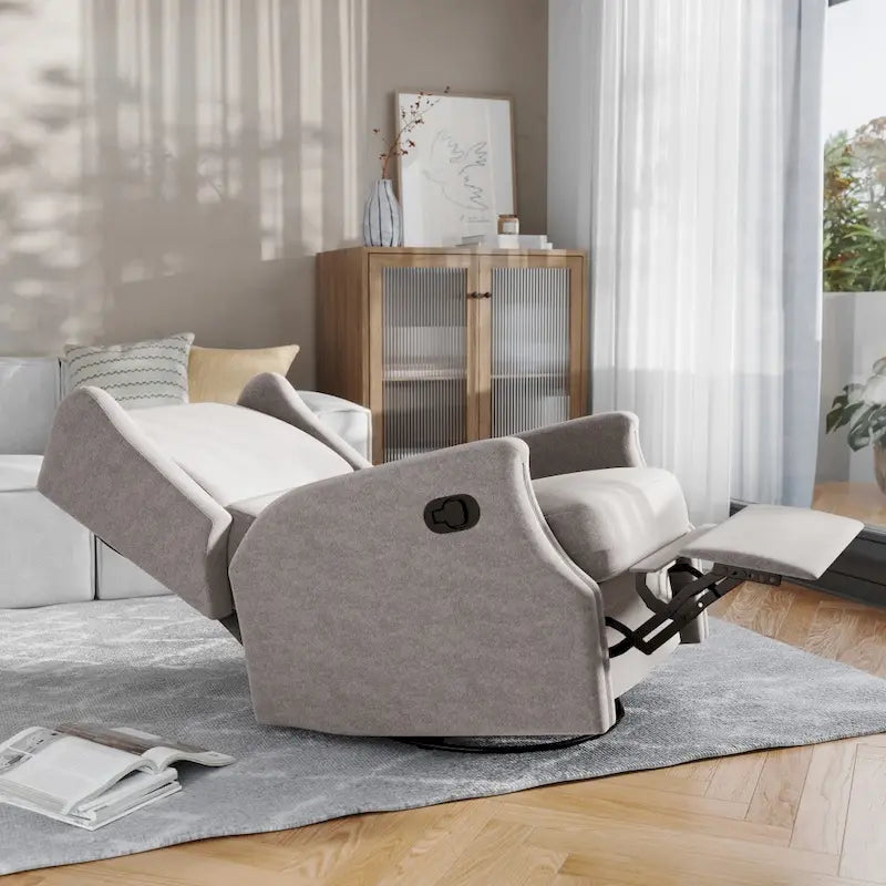 Fauteuil inclinable à bascule manuel à dossier enveloppant et pivotant à 360°